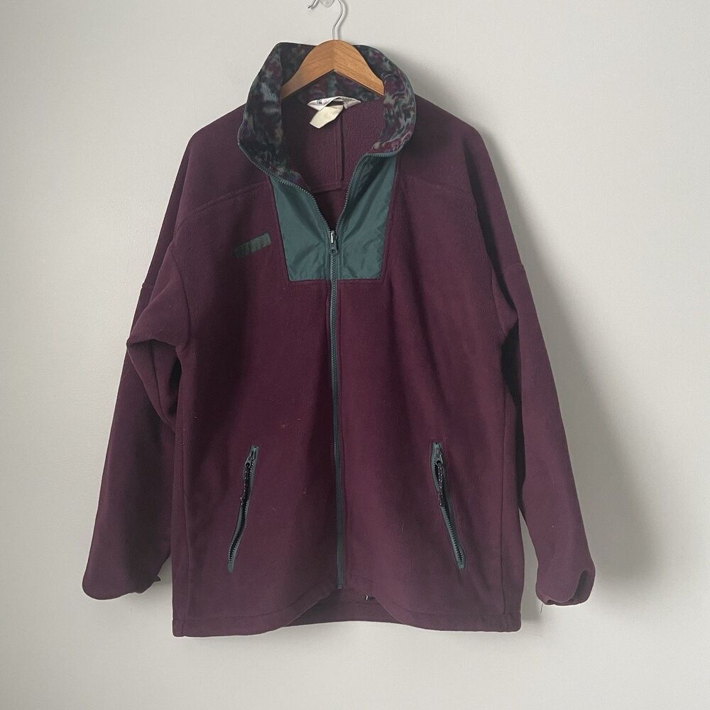Vintage Columbia Sportswear Company Fleece Full Zip Maroon Size Men's XL/XXL